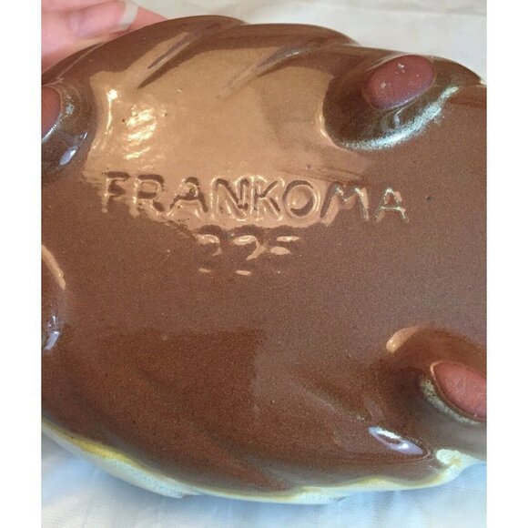 Vintage Frankoma Pottery Leaf Dish #225 Desert Gold 9” Long 4.5” Wide Footed - Picture 5 of 12